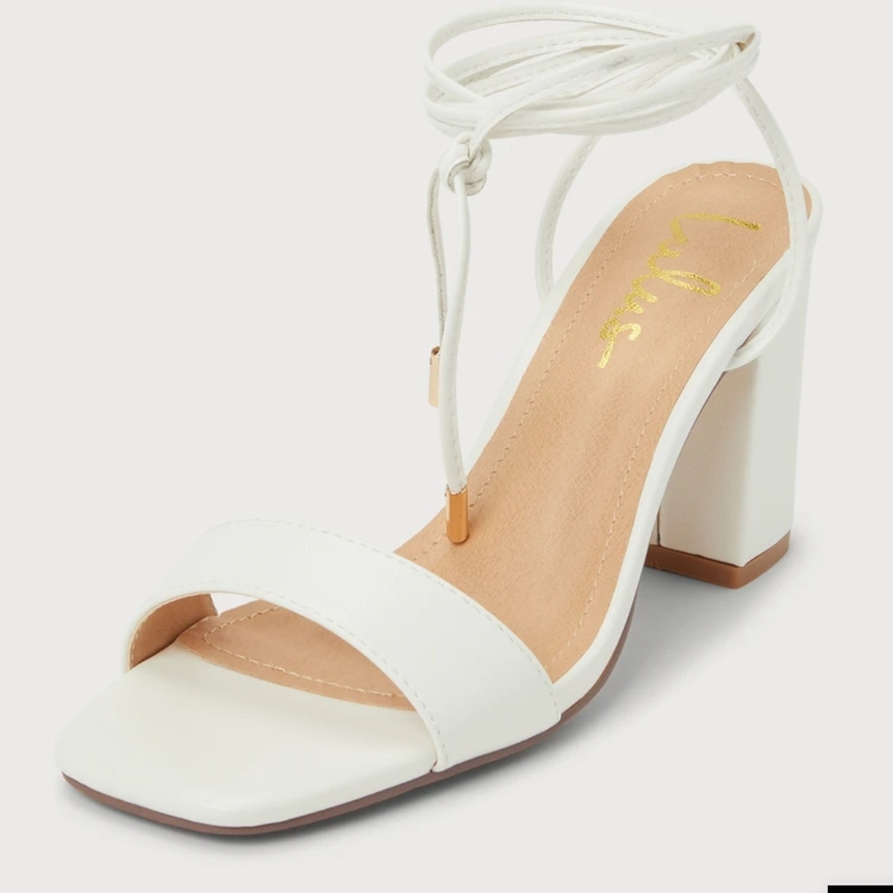 Elegant White Block Heel Sandals